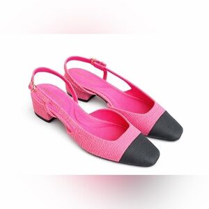 Anne Klein Nia Slingback Flats Cap Toe Block Heel 7 New With Box